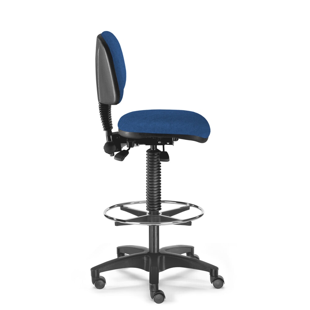 Zdjęcie produktu nr 1: Krzesło robocze obrotowe BM Industrie, ekoskóra, wysokość siedziska 480 do 650 mm, kółka, pierścień nożny, kolor niebieski