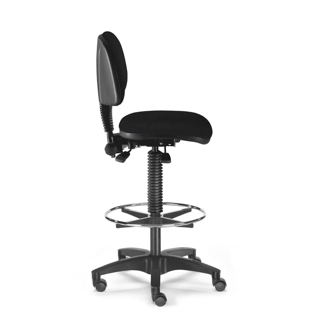 Zdjęcie produktu nr 1: Krzesło robocze obrotowe BM Industrie, ekoskóra, wysokość siedziska 480 do 650 mm, kółka, pierścień nożny, kolor czarny