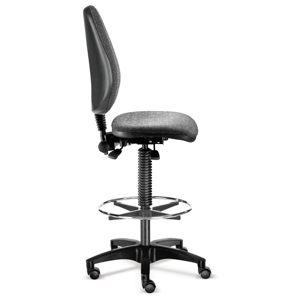 Zdjęcie produktu nr 1: Krzesło robocze obrotowe BM Industrie, ekoskóra, wysokość siedziska 480 do 650 mm, kółka, pierścień nożny, kolor czarny