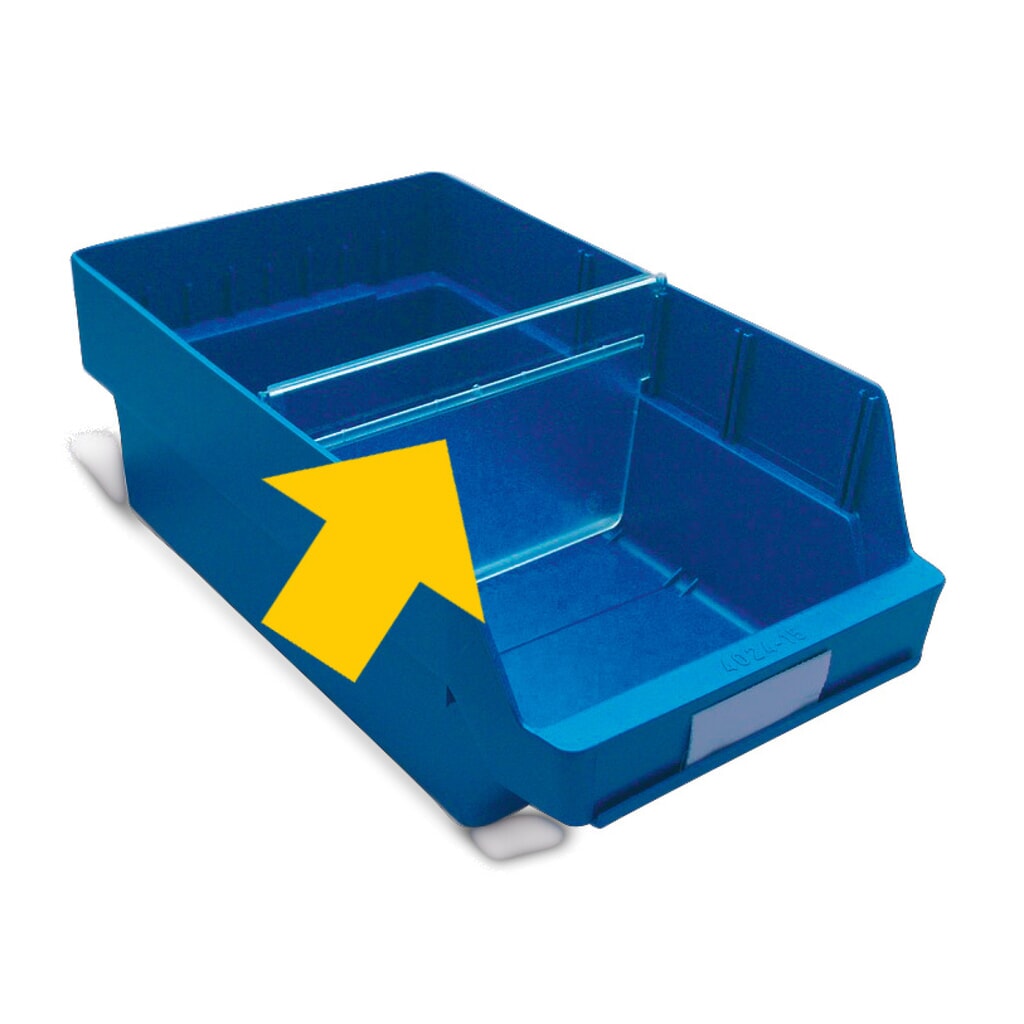 Ścianek działowych do skrzynek magazynowych z otwartą przednią częścią XXL, szer. × wys. 240 × 150 mm Zdjęcie produktu: Ścianek działowych do skrzynek magazynowych z otwartą przednią częścią XXL, szer. × wys. 240 × 150 mm