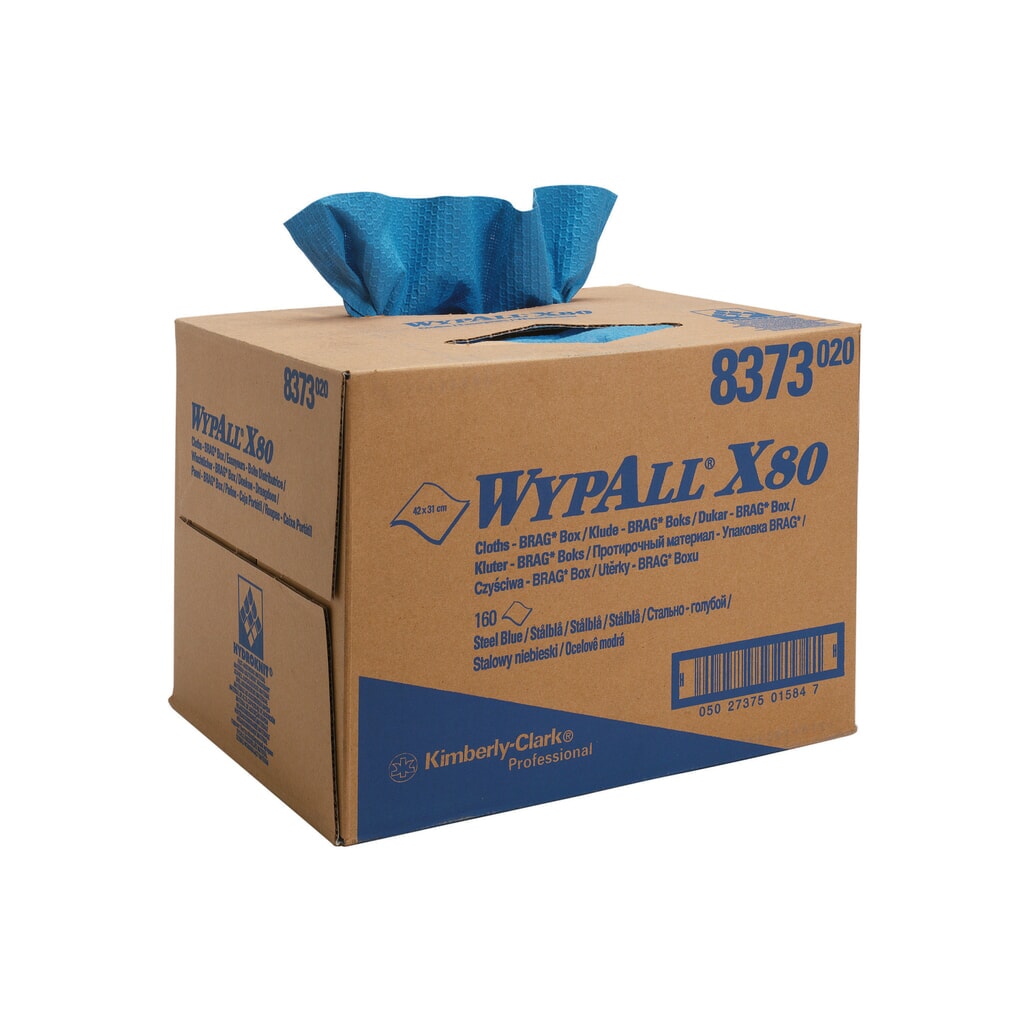 Ściereczki WYPALL X80, wys. 427 x 282 mm, skrzynki BRAG, stal niebieska Zdjęcie produktu nr 1: Ściereczki WYPALL X80, wys. 427 x 282 mm, skrzynki BRAG, stal niebieska