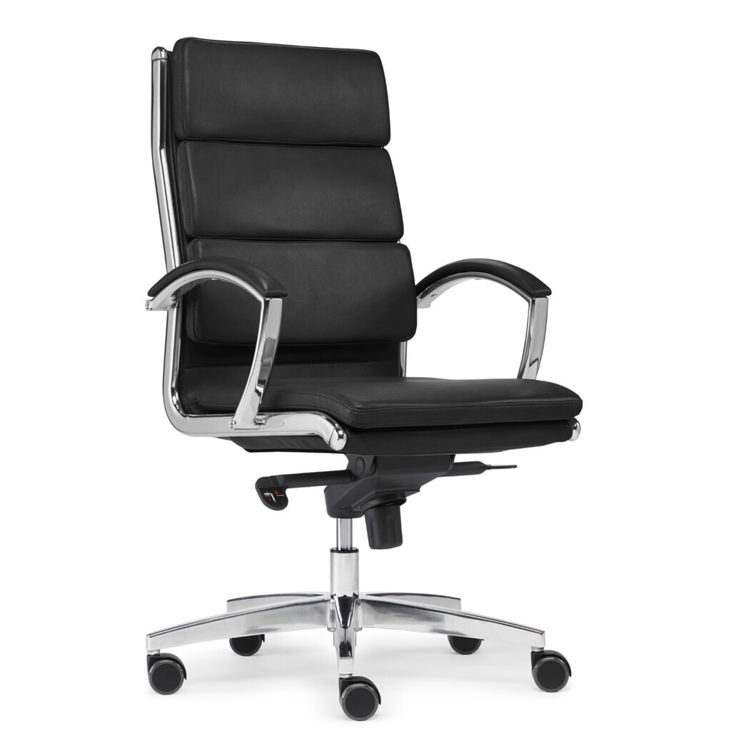 SITWELL STEIFENSAND, designerskie krzesło biurowe Dream, aluminiowa podstawa krzyżakowa, zrównoważona skóra syntetyczna, udźwig 125 kg, kolor czarny Zdjęcie produktu nr 2: SITWELL STEIFENSAND, designerskie krzesło biurowe Dream, aluminiowa podstawa krzyżakowa, zrównoważona skóra syntetyczna, udźwig 125 kg, kolor czarny