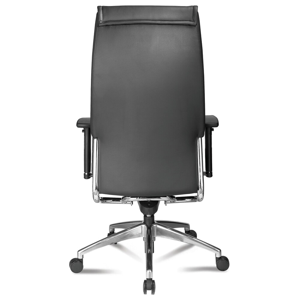 Zdjęcie produktu nr 2: Designerskie, wytrzymałe krzesło biurowe SITWELL STEIFENSAND Big Boss, skórzane siedzisko z chromowanymi elementami
