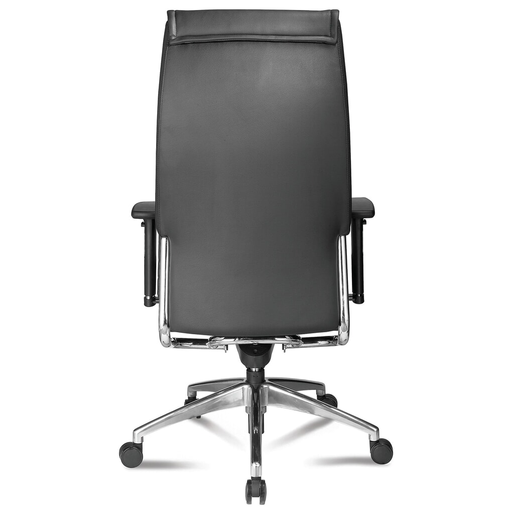 Zdjęcie produktu nr 2: Designerskie, wytrzymałe krzesło biurowe SITWELL STEIFENSAND Big Boss, skórzane siedzisko z chromowanymi elementami