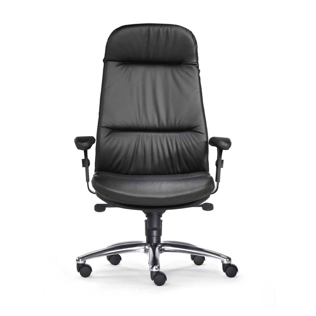 SITWELL STEIFENSAND Krzesło biurowe, wytrzymałość na obciążenia, model Top, bardzo wysokie oparcie, podstawa krzyżakowa z aluminium w wysokim połysku, siedzisko skórzane Zdjęcie produktu: SITWELL STEIFENSAND Krzesło biurowe, wytrzymałość na obciążenia, model Top, bardzo wysokie oparcie, podstawa krzyżakowa z aluminium w wysokim połysku, siedzisko skórzane