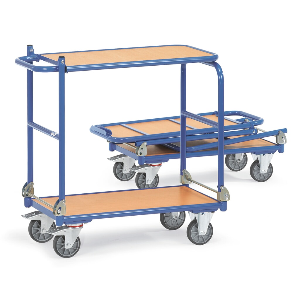 Zdjęcie produktu: Składany wózek stołowy fetra® z ramą stalową, 2 poziomy po 720 × 450 mm