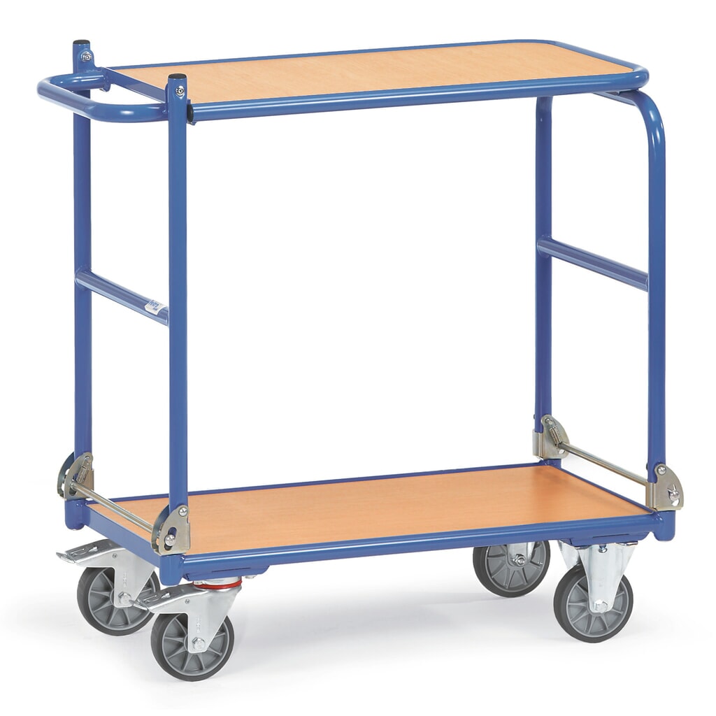 Zdjęcie produktu nr 4: Składany wózek stołowy fetra® z ramą stalową, 2 poziomy po 900 × 600 mm