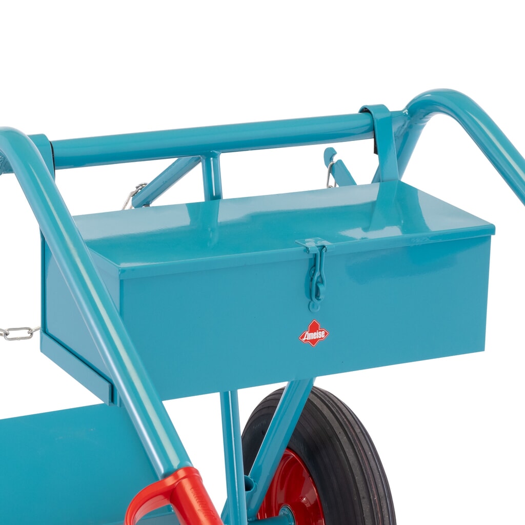 Zdjęcie produktu: Skrzynka narzędziowa do wózka na 2 butle stalowe Ameise®, pusta, zamykana pokrywa, wys. x szer. x gł. 155 x 460 x 210 mm