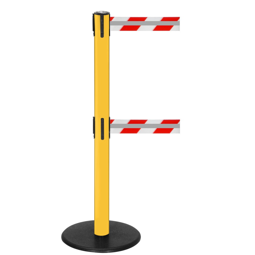 Zdjęcie produktu nr 1: Słupek odgradzający do taśmy podwójny RS-GUIDESYSTEMS® GLA 95-E REFLECTO, długość 3,5 m, szerokość 50 mm, słupek żółty, taśma czerwono-biała