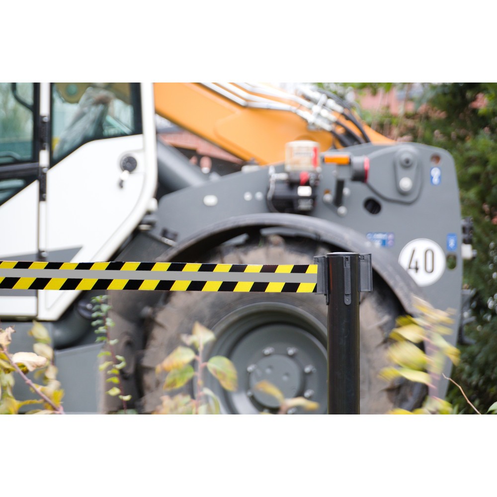 Zdjęcie produktu nr 3: Słupek odgradzający do taśmy RS-GUIDESYSTEMS® GLA 25-J REFLECTO, długość 3,5 m, szerokość 50 mm, słupek czarny, taśma czarno-żółta