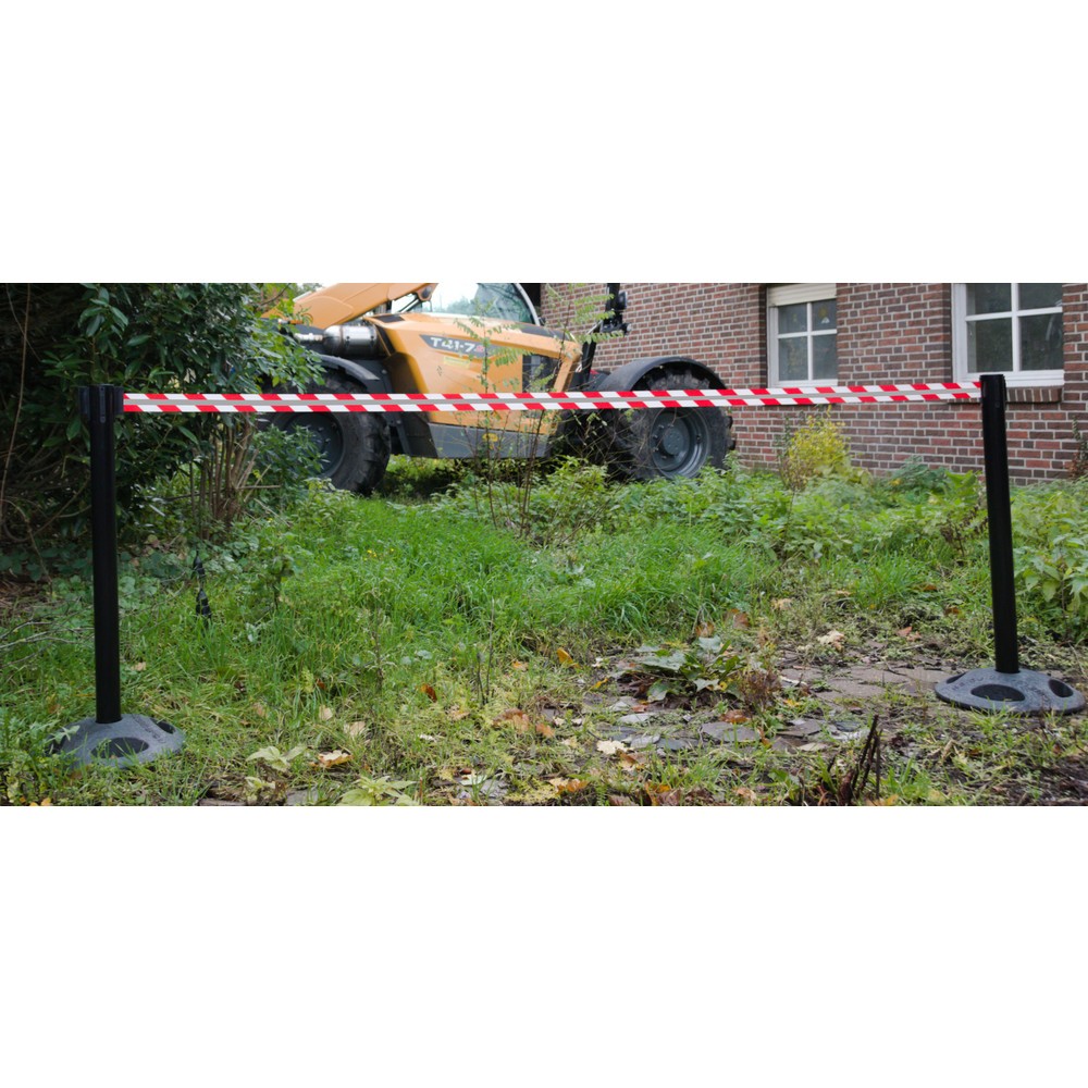 Zdjęcie produktu nr 1: Słupek odgradzający do taśmy RS-GUIDESYSTEMS® GLA 25-J REFLECTO, długość 3,5 m, szerokość 50 mm, słupek czarny, taśma czerwono-biała