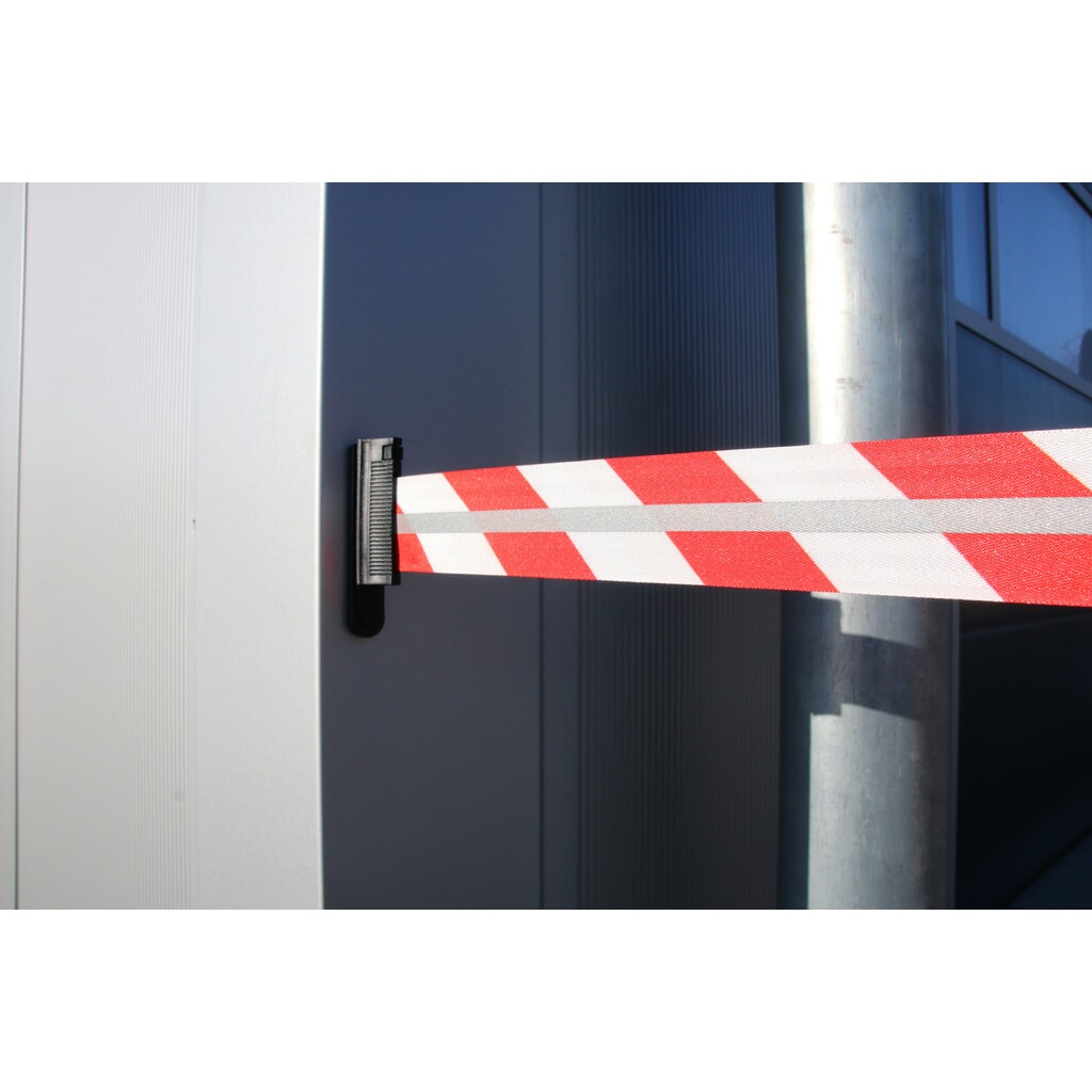 Zdjęcie produktu nr 2: Kaseta taśmy RS-GUIDESYSTEMS® GLW 1800 REFLECTO, montaż ścienny, długość 18 m, szerokość 50 mm, obudowa czarna, taśma czerwono-biała