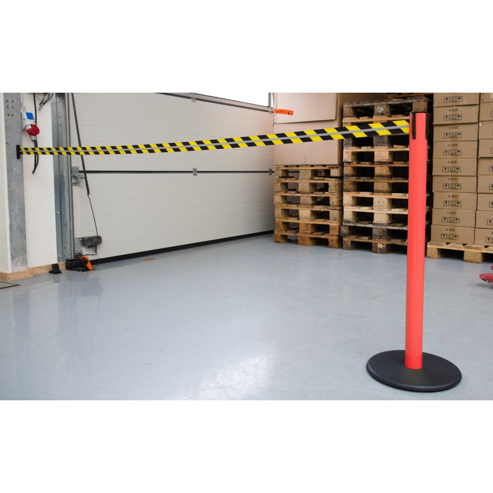 Zdjęcie produktu nr 3: Słupek odgradzający do taśmy RS-GUIDESYSTEMS® GLA 28-D REFLECTO, długość 3,5 m, szerokość 50 mm, słupek czerwony, taśma czarno-żółta