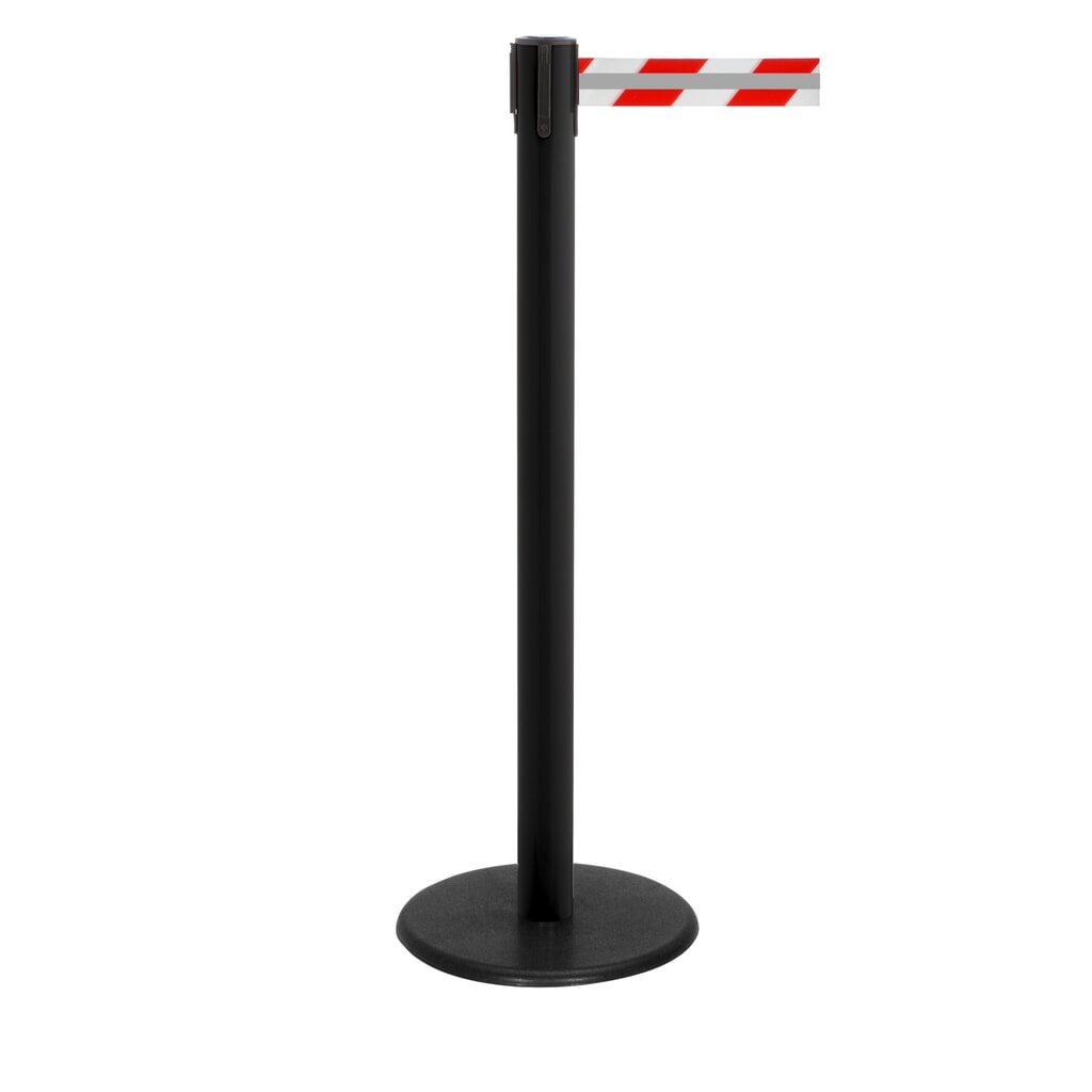 Zdjęcie produktu nr 1: Słupek odgradzający do taśmy RS-GUIDESYSTEMS® GLA 28-J REFLECTO, długość 3,5 m, szerokość 50 mm, słupek czarny, taśma czerwono-biała