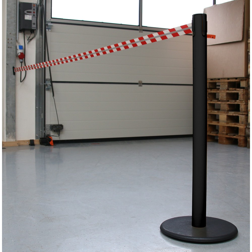 Zdjęcie produktu nr 3: Słupek odgradzający do taśmy RS-GUIDESYSTEMS® GLA 28-J REFLECTO, długość 3,5 m, szerokość 50 mm, słupek czarny, taśma czerwono-biała