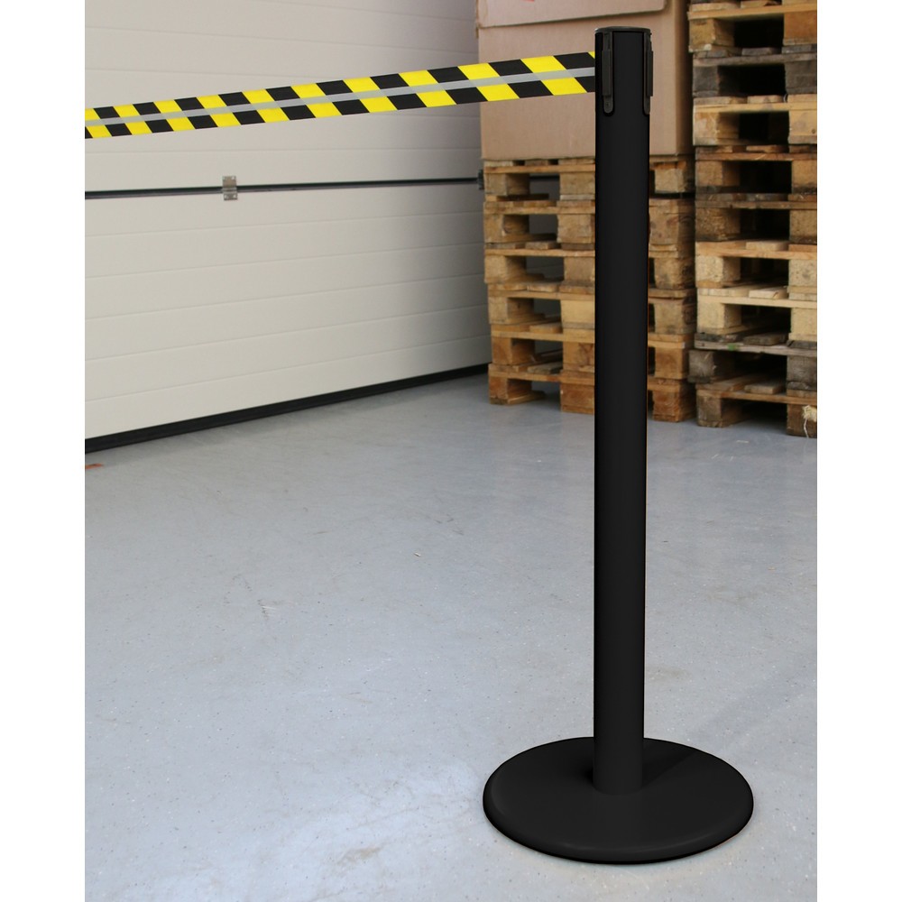 Zdjęcie produktu nr 4: Słupek odgradzający do taśmy RS-GUIDESYSTEMS® GLA 45-J REFLECTO, długość 3,5 m, szerokość 50 mm, słupek czarny, taśma czarno-żółta