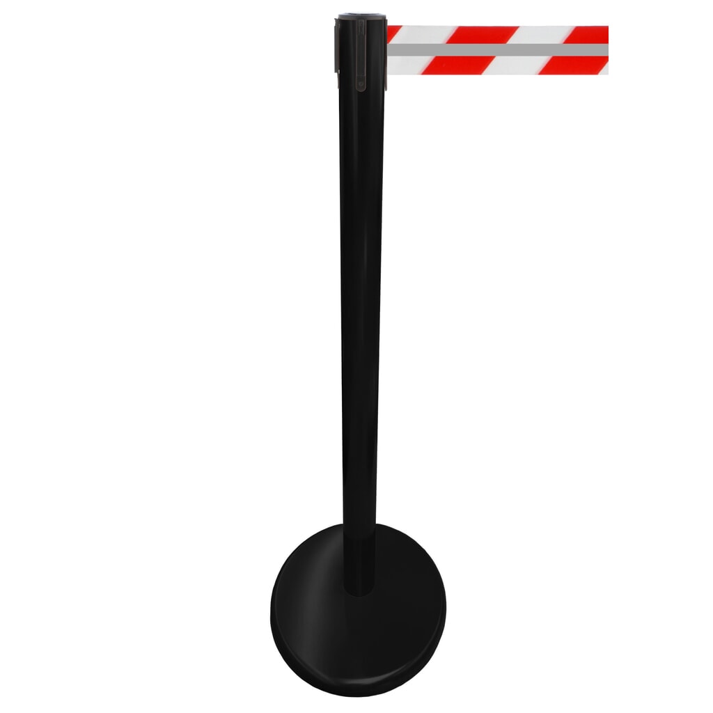 Zdjęcie produktu: Słupek odgradzający do taśmy RS-GUIDESYSTEMS® GLA 45-J REFLECTO, długość 3,5 m, szerokość 50 mm, słupek czarny, taśma czerwono-biała