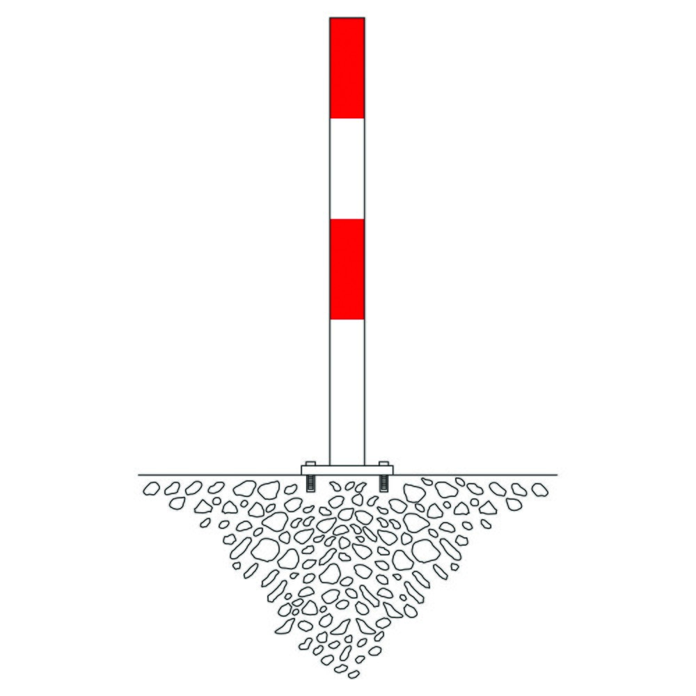 Zdjęcie produktu nr 2: Słupek odgradzający MORION, stały, rura okrągła Ø 60 mm, ocynkowany ogniowo i lakierowany, do mocowania kołkowego, 2 uchwyty łańcuchowe