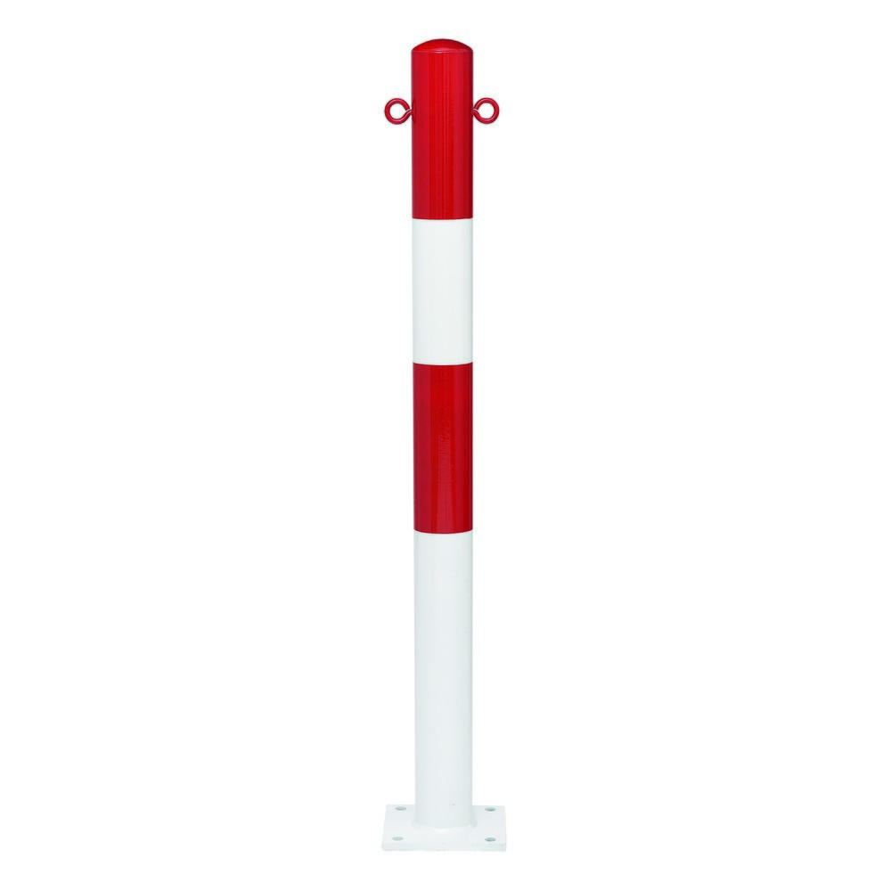 Zdjęcie produktu nr 1: Słupek odgradzający MORION, stały, rura okrągła Ø 60 mm, powlekany tworzywem sztucznym, do mocowania kołkowego, 2 uchwyty łańcuchowe