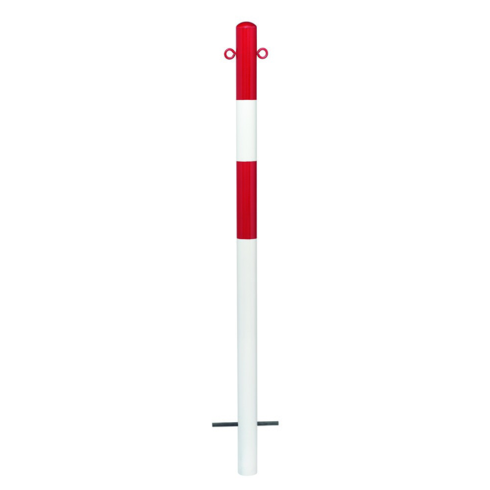 Zdjęcie produktu nr 1: Słupek odgradzający MORION, stały, rura okrągła Ø 60 mm, powlekany tworzywem sztucznym, do osadzania w betonie, 2 uchwyty łańcuchowe