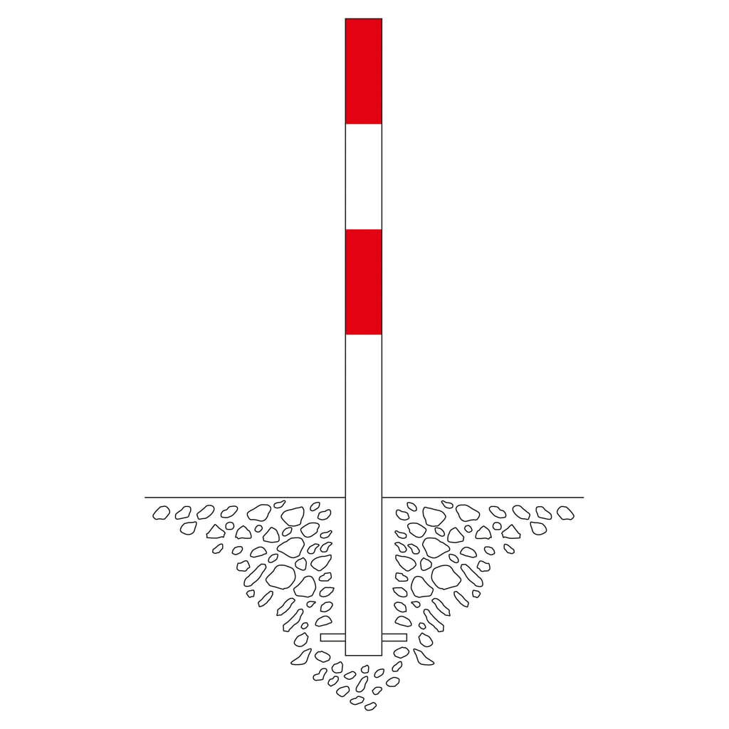 Zdjęcie produktu nr 2: Słupek odgradzający MORION, stały, rura okrągła Ø 76 mm, ocynkowany ogniowo i lakierowany, do osadzania w betonie, 2 uchwyty łańcuchowe