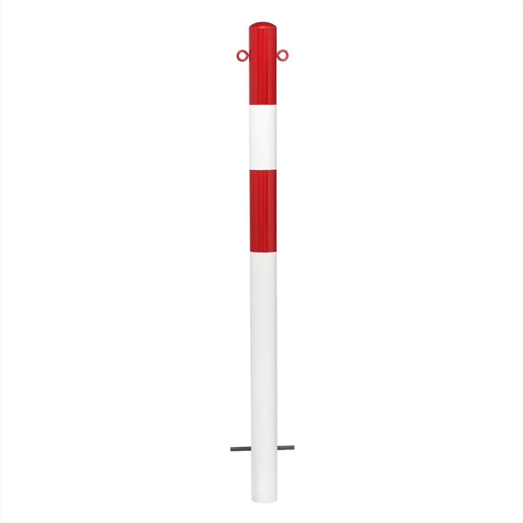 Zdjęcie produktu nr 1: Słupek odgradzający MORION, stały, rura okrągła Ø 76 mm, ocynkowany ogniowo i lakierowany, do osadzania w betonie, 2 uchwyty łańcuchowe