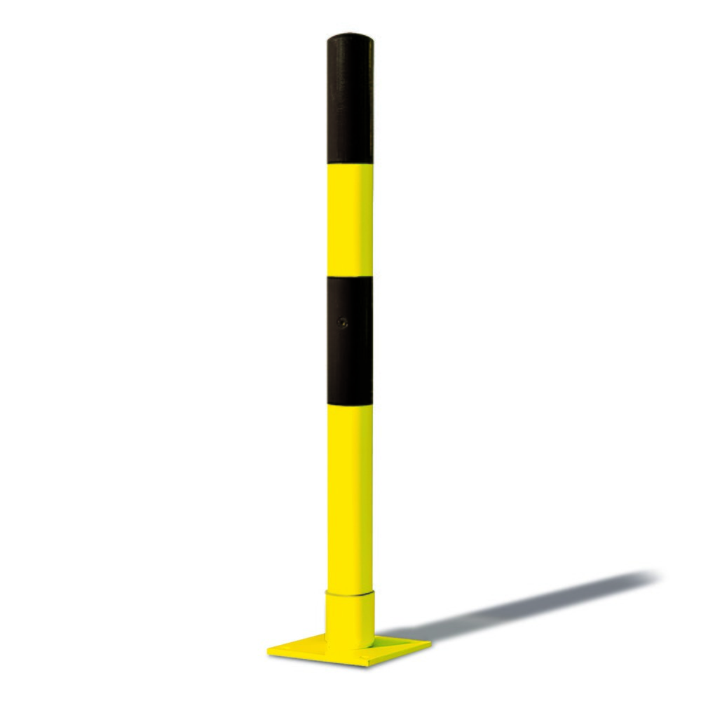 Zdjęcie produktu nr 1: Słupek odgradzający MORION-SWING, samoprostujący się, rura okrągła Ø 76 mm, do mocowania kołkowego, czarny/żółty