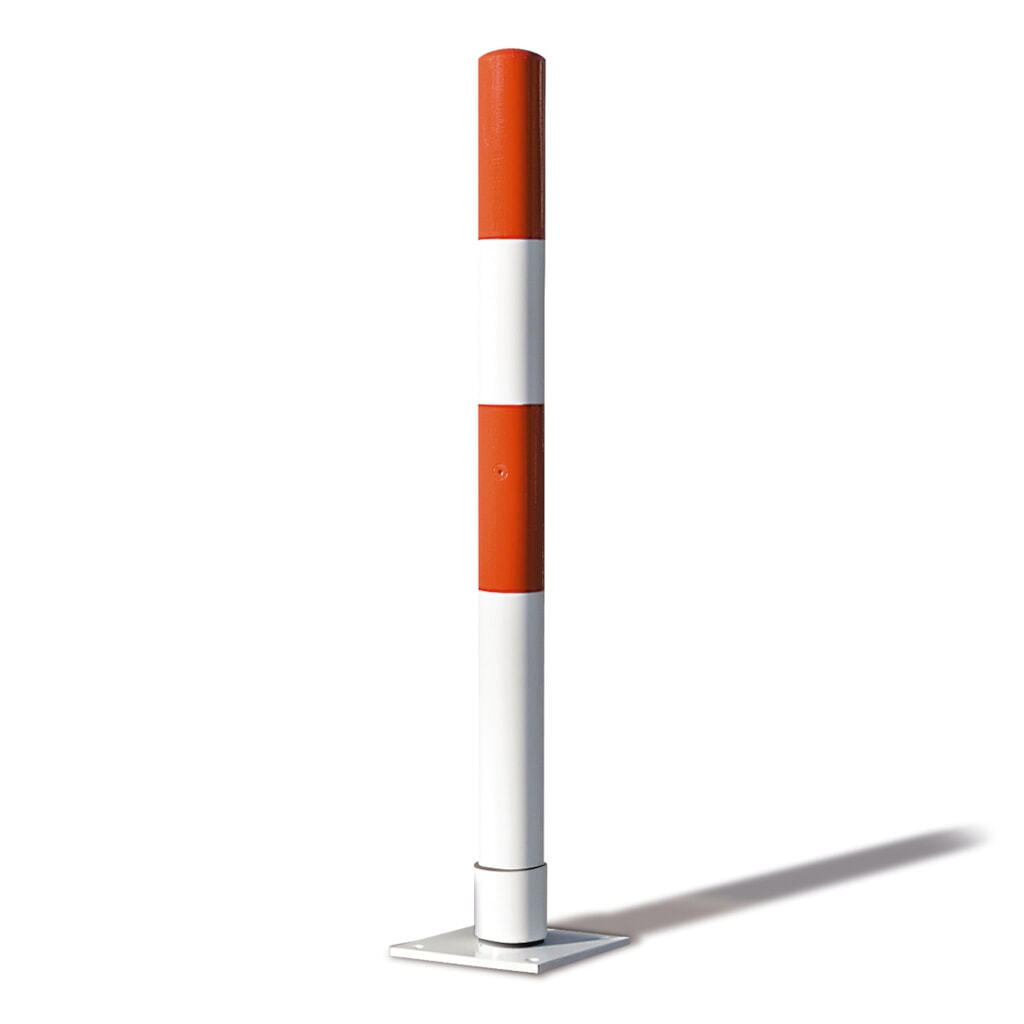 Słupek odgradzający MORION-SWING, samoprostujący się, rura okrągła Ø 76 mm do mocowania kołkowego, czerwony/biały Zdjęcie produktu: Słupek odgradzający MORION-SWING, samoprostujący się, rura okrągła Ø 76 mm do mocowania kołkowego, czerwony/biały