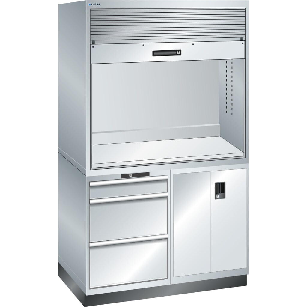 Stacja jakości LISTA 2x36x36E, (szer. x gł. x wys.) 1434 x 725 x 2100 mm, 3 szuflady, bez listwy z wtyczkami, jasnoszara Zdjęcie produktu: Stacja jakości LISTA 2x36x36E, (szer. x gł. x wys.) 1434 x 725 x 2100 mm, 3 szuflady, bez listwy z wtyczkami, jasnoszara