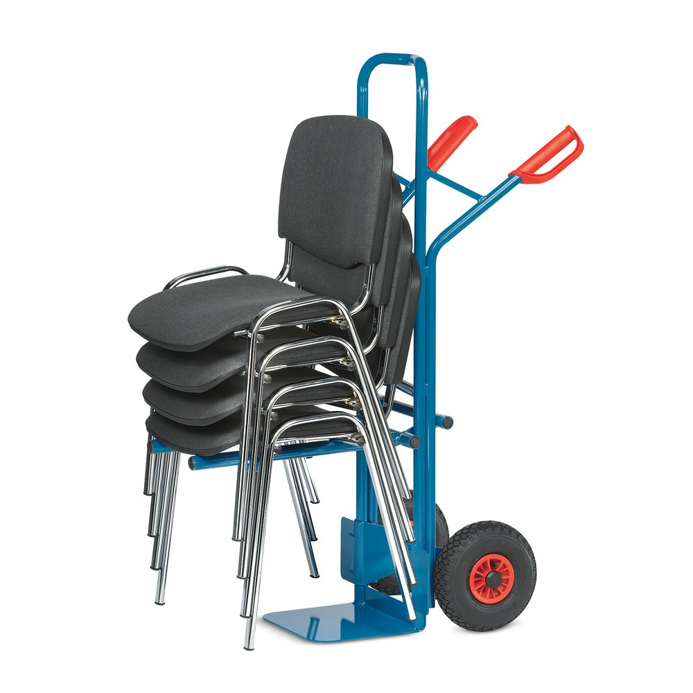 Zdjęcie produktu nr 5: Wózek do krzeseł fetra® ze stali, udźwig 300 kg, szufla szer. x gł. 320 x 250 mm, ogumienie pneumatyczne