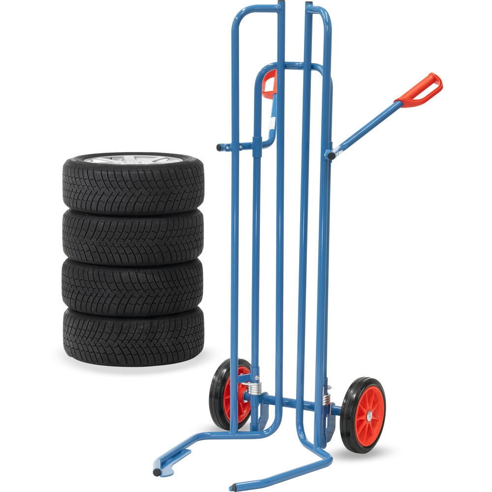 Zdjęcie produktu nr 1: Wózek do opon fetra® ze stali, udźwig 200 kg, do 8 opon, ogumienie z pełnej gumy