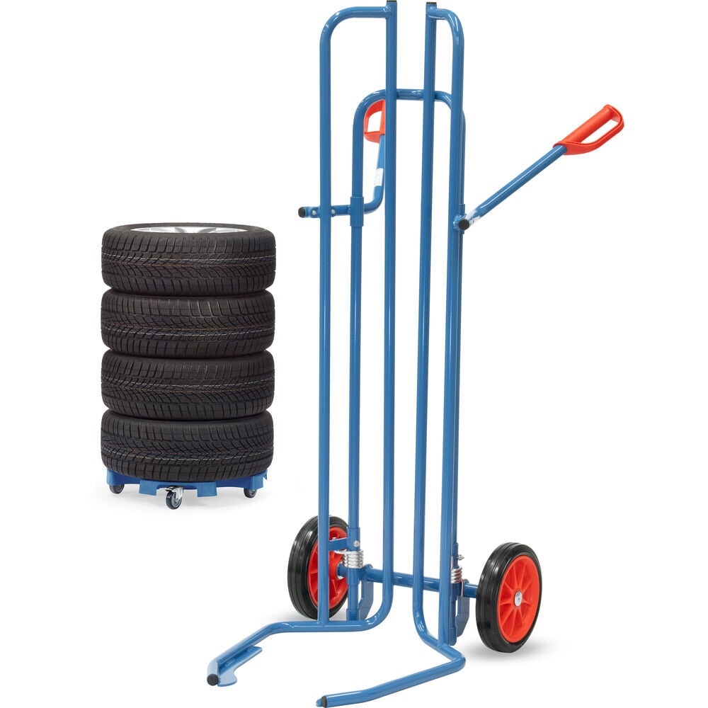 Zdjęcie produktu nr 2: Wózek do opon fetra® ze stali, udźwig 200 kg, do 8 opon, ogumienie z pełnej gumy