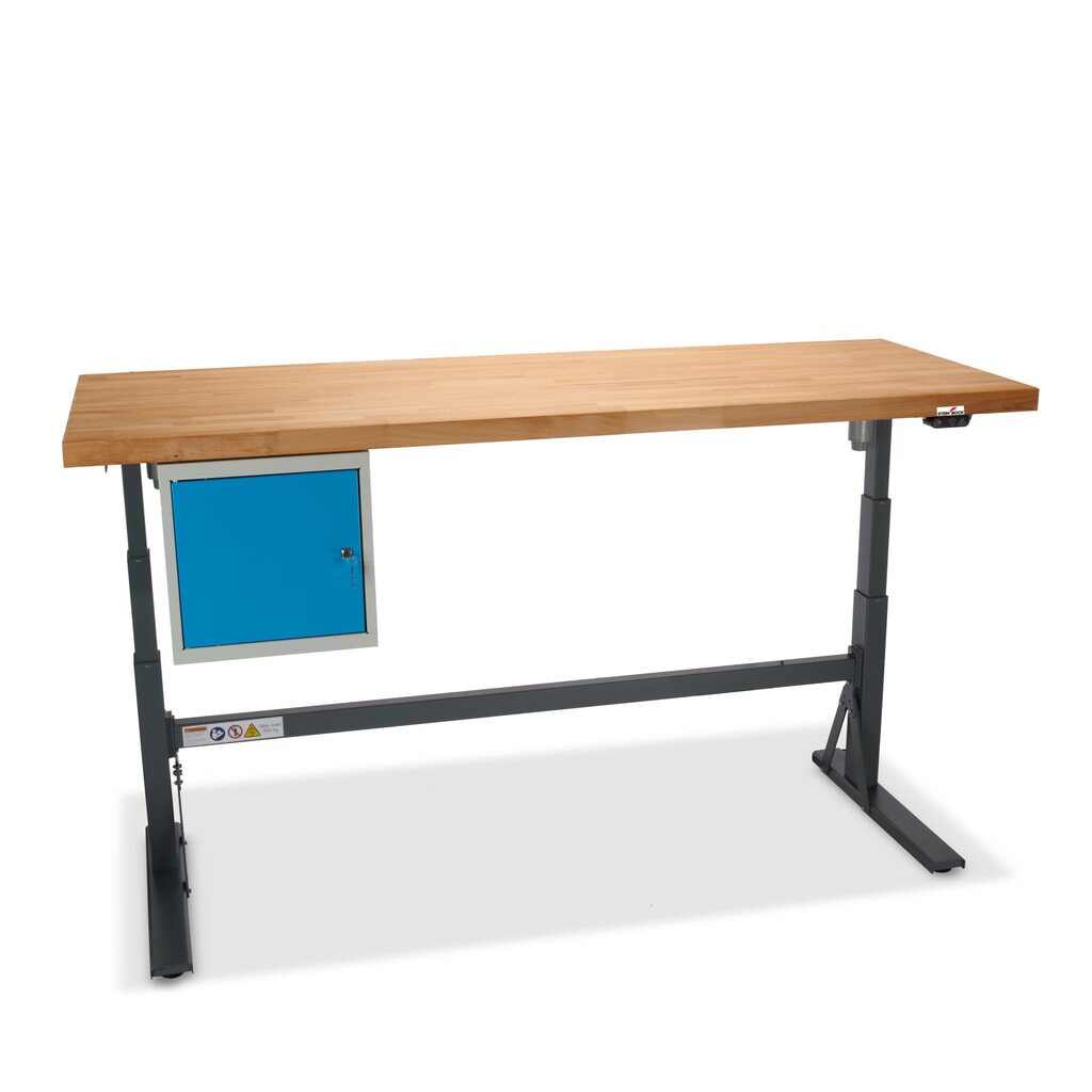 Zdjęcie produktu nr 10: Ława warsztatowa Steinbock® e-Adjust z funkcją elektrycznej regulacji wysokości, wyposażona w dolny kontener, wys. x szer. x gł. 700–1170 x 2000 x 750 mm, udźwig 350 kg