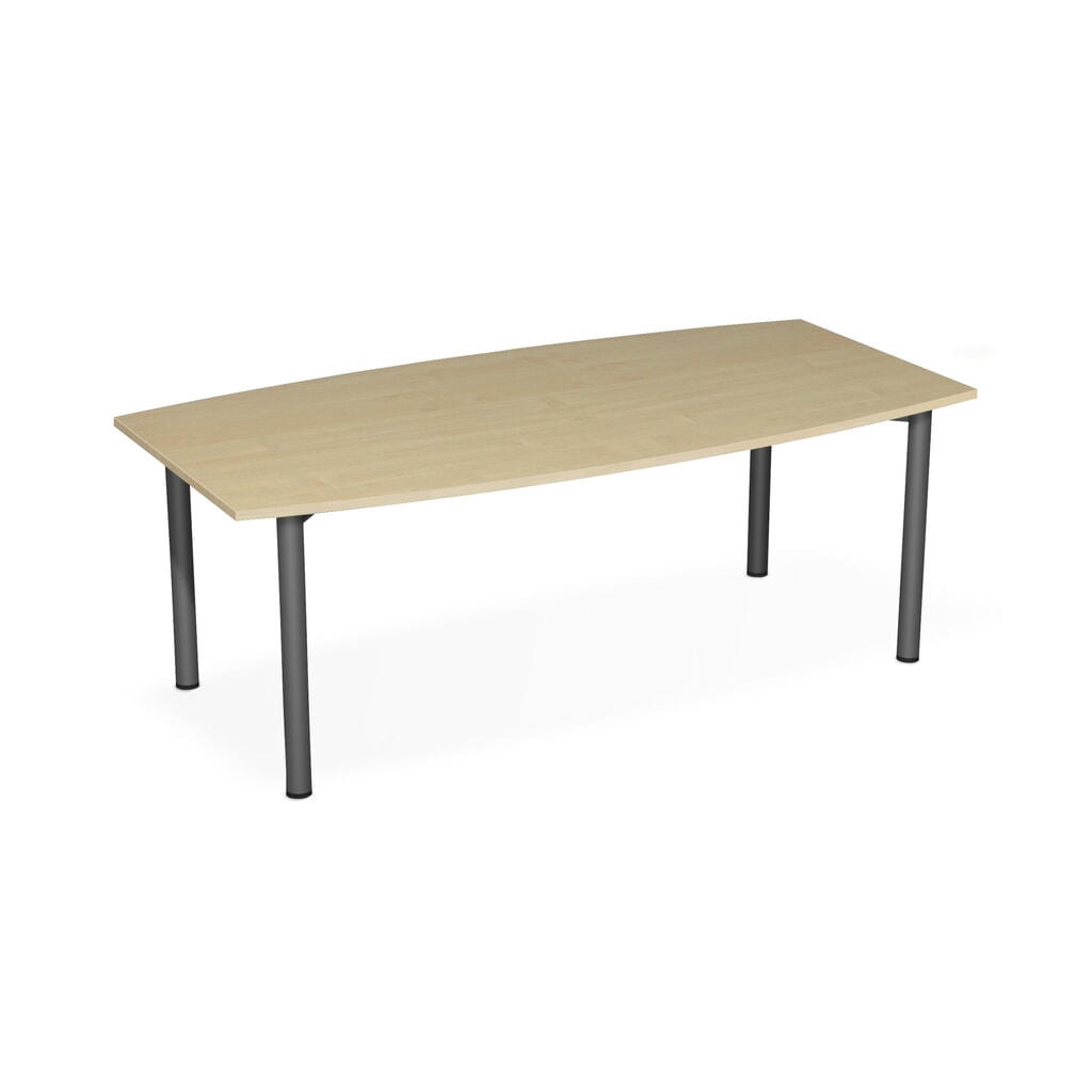 Stół konferencyjny o kształcie beczki, szer. x gł. 2000 x 800/ 1200 mm, klon/antracyt Zdjęcie produktu: Stół konferencyjny o kształcie beczki, szer. x gł. 2000 x 800/ 1200 mm, klon/antracyt