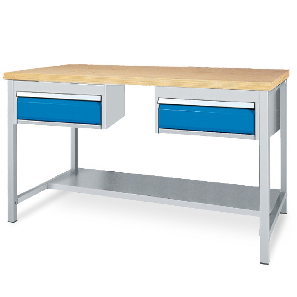 Stół ławy warsztatowej Bedrunka+Hirth z półką oraz 2 szufladami, udźwig 200 kg, wys. x szer. x gł. 859 x 2000 x 750 mm Zdjęcie produktu: Stół ławy warsztatowej Bedrunka+Hirth z półką oraz 2 szufladami, udźwig 200 kg, wys. x szer. x gł. 859 x 2000 x 750 mm