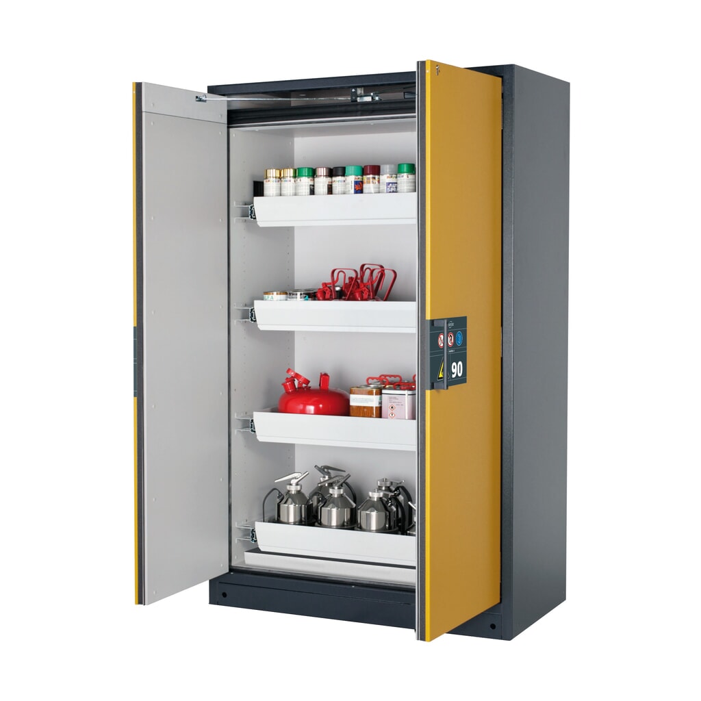 Zdjęcie produktu: Szafa przeciwpożarowa asecos® Q-PEGASUS/Typ 90, 4 x wanna wyjmowana, wys. x szer. x gł. 1953 x 1193 x 615 mm, kolor złoto-żółty