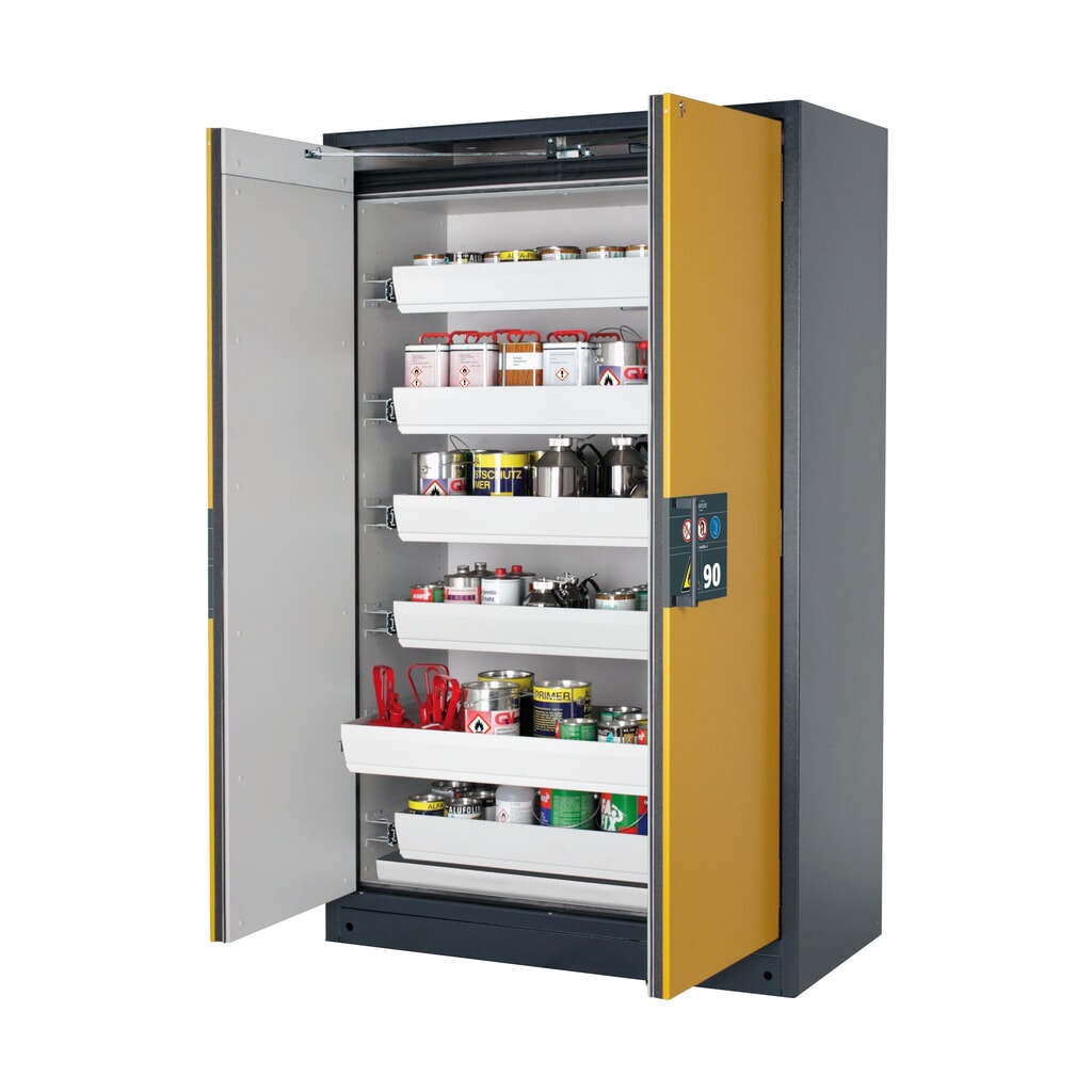 Zdjęcie produktu: Szafa przeciwpożarowa asecos® Q-PEGASUS/Typ 90, 6 x wanna wyjmowana, wys. x szer. x gł. 1953 x 1193 x 615 mm, kolor złoto-żółty