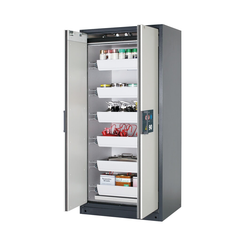 Szafa przeciwpożarowa asecos® Q-PEGASUS/Typ 90, 6 x wanna wyjmowana, wys. x szer. x gł. 1953 x 893 x 615 mm, kolor jasnoszary Zdjęcie produktu: Szafa przeciwpożarowa asecos® Q-PEGASUS/Typ 90, 6 x wanna wyjmowana, wys. x szer. x gł. 1953 x 893 x 615 mm, kolor jasnoszary