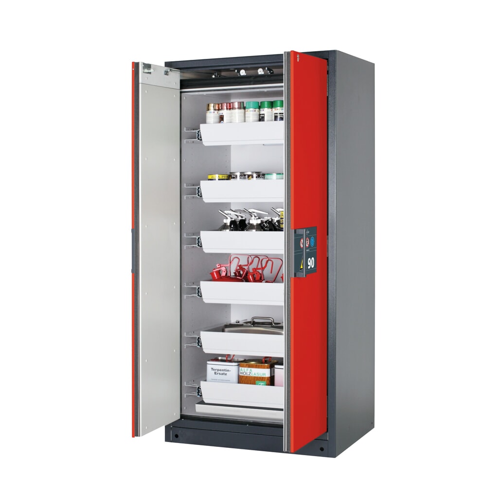Zdjęcie produktu: Szafa przeciwpożarowa asecos® Q-PEGASUS/Typ 90, 6 x wanna wyjmowana, wys. x szer. x gł. 1953 x 893 x 615 mm, kolor czerwony sygnalizacyjny