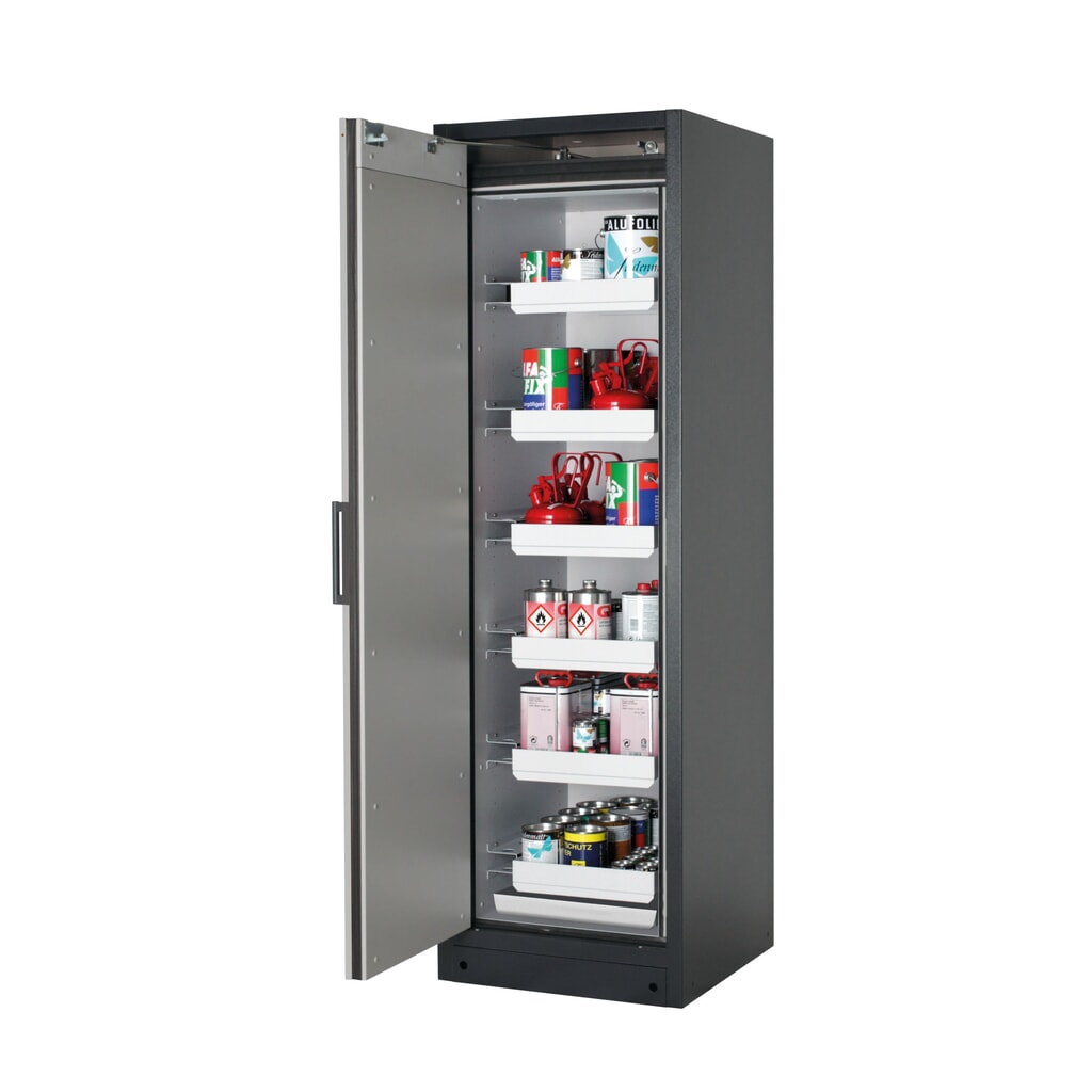 Zdjęcie produktu: Szafa przeciwpożarowa asecos® Q-PEGASUS/Typ 90, 6 x wanna wyjmowana, wys. x szer. x gł. 1953 x 599 x 615 mm, kolor srebrny