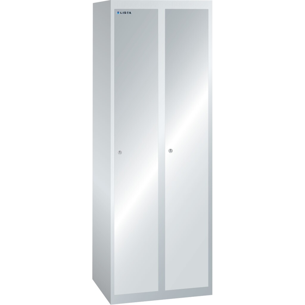 Szafa do szatni LISTA, (gł. x wys.) 500 x 1700 mm, bez podstawy, 2 komory, zamknięcie Zdjęcie produktu: Szafa do szatni LISTA, (gł. x wys.) 500 x 1700 mm, bez podstawy, 2 komory, zamknięcie