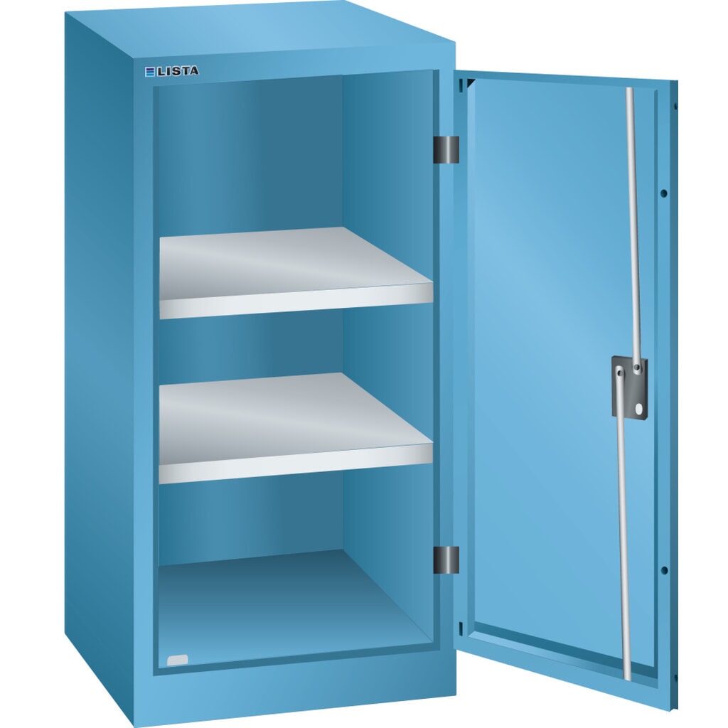 Zdjęcie produktu: Szafa dostawna LISTA, (szer. x gł. x wys.) 500 x 400 x 1000 mm, 2 regulowane półki, jasnoniebieski, KEY Lock