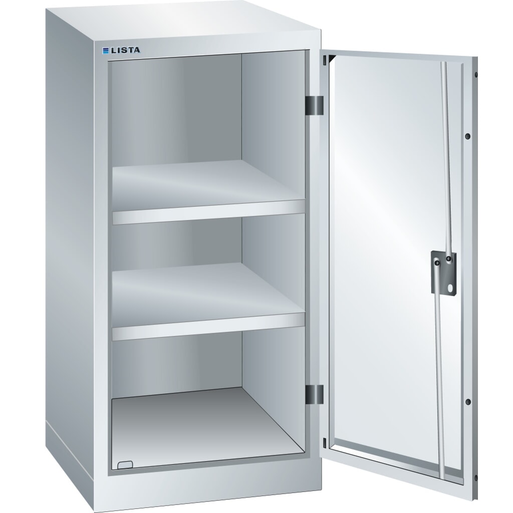 Szafa dostawna LISTA, (szer. x gł. x wys.) 500 x 500 x 1000 mm, 2 regulowane półki, jasnoszary, RFID Lock