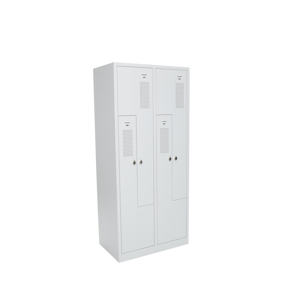Szafa garderobiana HEMMDAL Z HDZ-1, zamek cylindryczny, 4 komory, kolor jasnoszary Zdjęcie produktu nr 6: Szafa garderobiana HEMMDAL Z HDZ-1, zamek cylindryczny, 4 komory, kolor jasnoszary