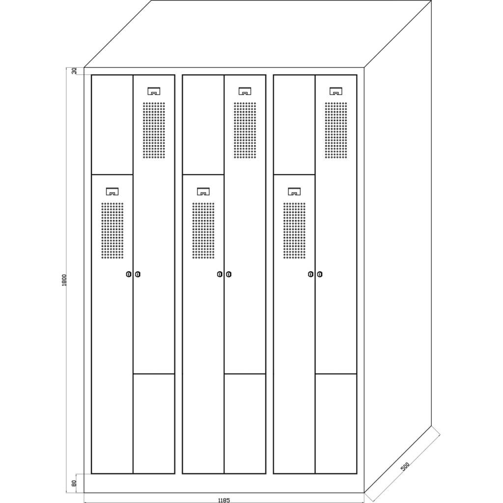 Szafa garderobiana HEMMDAL Z HDZ-1, zamek cylindryczny, 6 komór, kolor jasnoszary Zdjęcie produktu nr 2: Szafa garderobiana HEMMDAL Z HDZ-1, zamek cylindryczny, 6 komór, kolor jasnoszary