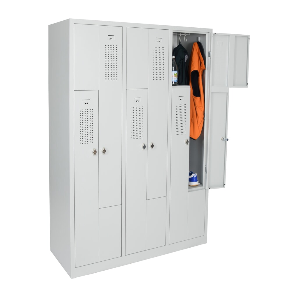 Szafa garderobiana HEMMDAL Z HDZ-1, zamek cylindryczny, 6 komór, kolor jasnoszary Zdjęcie produktu nr 4: Szafa garderobiana HEMMDAL Z HDZ-1, zamek cylindryczny, 6 komór, kolor jasnoszary