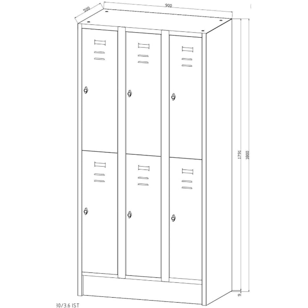 Szafa garderobiana z ławką HEMMDAL HG-SB-2, zamek z ryglem obrotowym, 2 poziomy, 6 komór, wys. x szer. x gł. 1800 x 900 x 500 mm, kolor jasnoszary Zdjęcie produktu nr 3: Szafa garderobiana z ławką HEMMDAL HG-SB-2, zamek z ryglem obrotowym, 2 poziomy, 6 komór, wys. x szer. x gł. 1800 x 900 x 500 mm, kolor jasnoszary