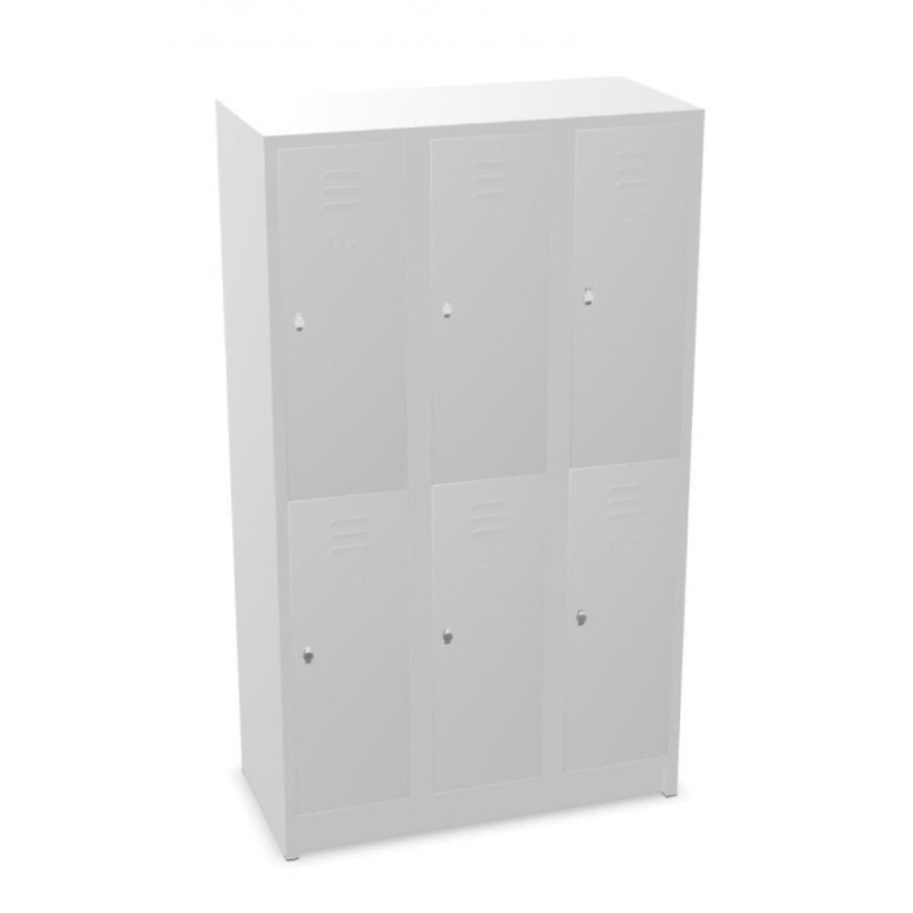Zdjęcie produktu nr 1: Szafa garderobiana z ławką HEMMDAL HG-SB-2, zamek z ryglem obrotowym, 2 poziomy, 6 komór, wys. x szer. x gł. 1800 x 900 x 500 mm, kolor jasnoszary