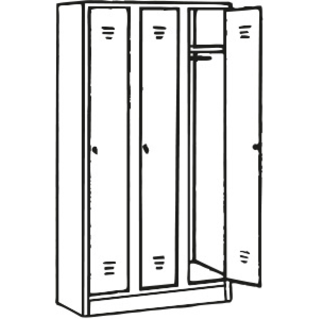 Szafa garderobiana z ławką HEMMDAL HG-SB-1, zamek z ryglem obrotowym, 3 komory, wys. x szer. x gł. 1800 x 900 x 500 mm, kolor jasnoszary Zdjęcie produktu nr 2: Szafa garderobiana z ławką HEMMDAL HG-SB-1, zamek z ryglem obrotowym, 3 komory, wys. x szer. x gł. 1800 x 900 x 500 mm, kolor jasnoszary