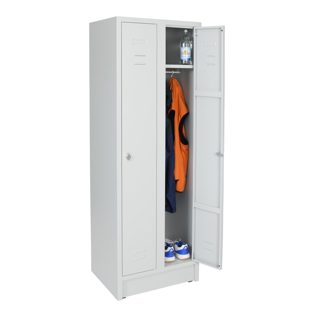 Zdjęcie produktu nr 4: Szafa garderobiana z ławką HEMMDAL HG-SB-1, zamek z ryglem obrotowym, 2 komory, wys. x szer. x gł. 1800 x 600 x 500 mm, kolor jasnoszary